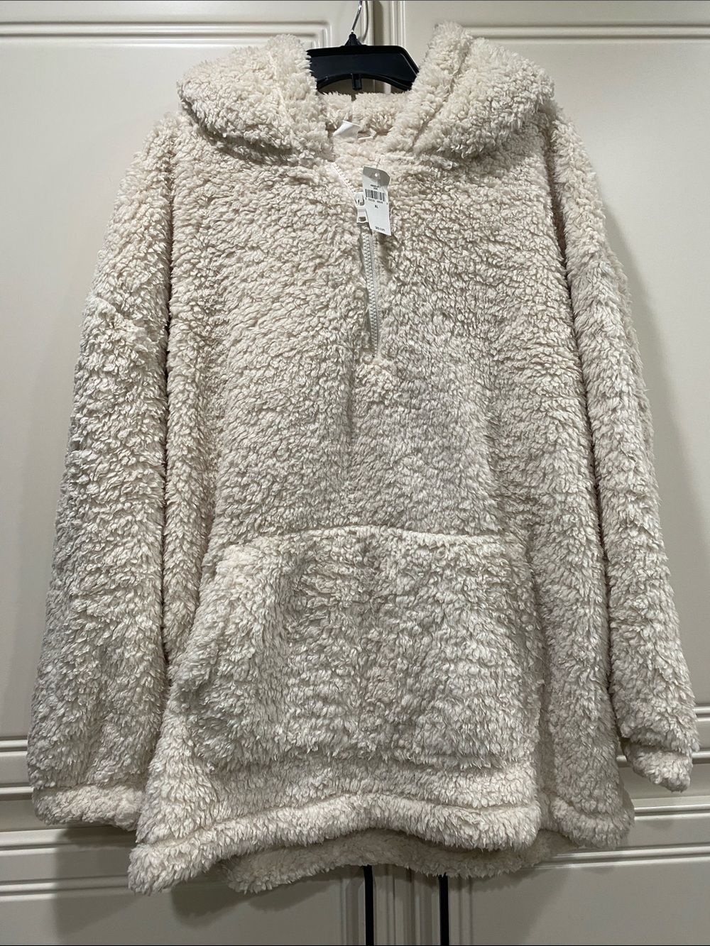 NWT gap sherpa ivory pullover hoodie teddy XL